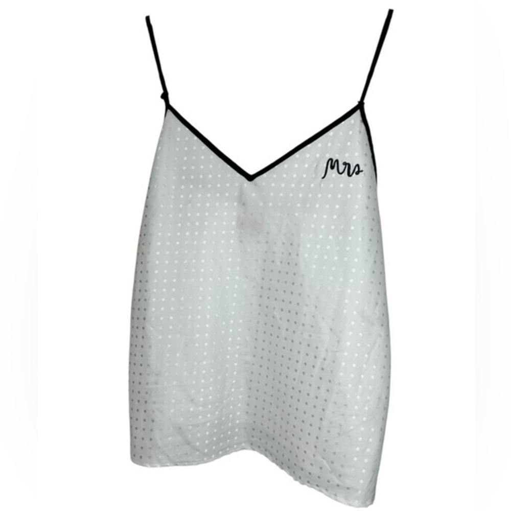 Kate Spade White Pajama Top with Polka Dots and Mrs Embroidery Size Medium